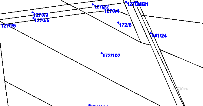 Parcela st. 172/102 v KÚ Krchleby u Nymburka, Katastrální mapa