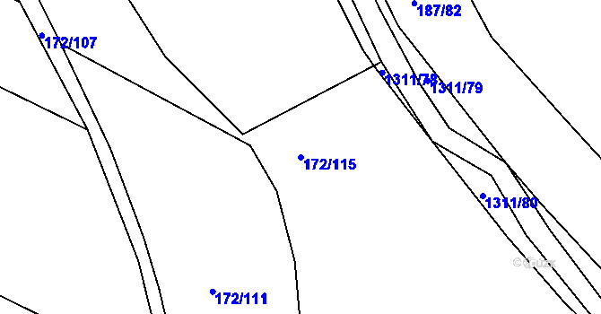 Parcela st. 172/115 v KÚ Krchleby u Nymburka, Katastrální mapa
