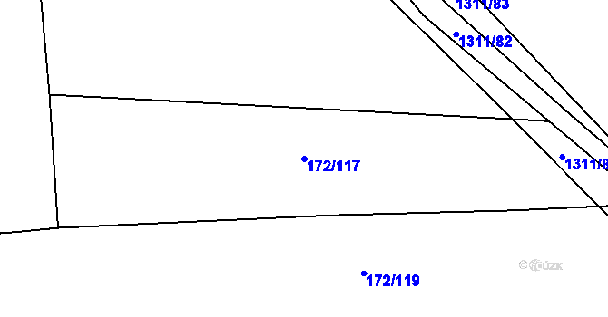 Parcela st. 172/117 v KÚ Krchleby u Nymburka, Katastrální mapa