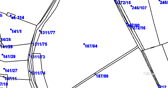 Parcela st. 187/84 v KÚ Krchleby u Nymburka, Katastrální mapa