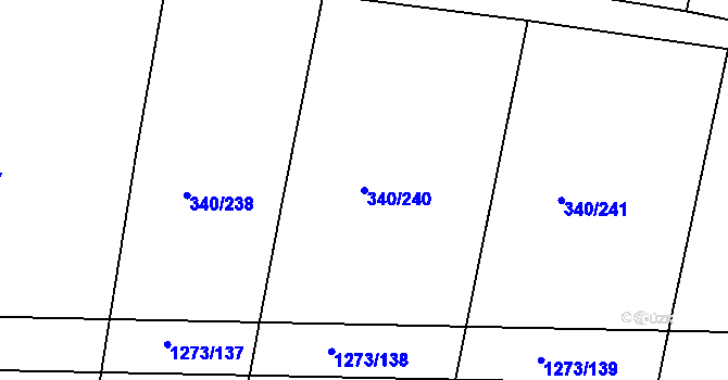 Parcela st. 340/240 v KÚ Krchleby u Nymburka, Katastrální mapa