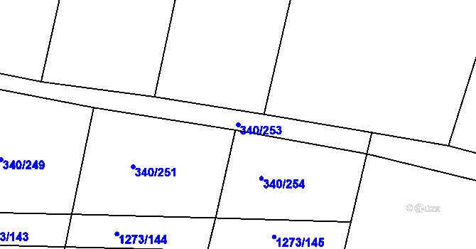Parcela st. 340/253 v KÚ Krchleby u Nymburka, Katastrální mapa
