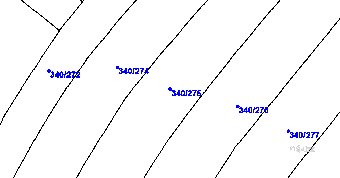 Parcela st. 340/275 v KÚ Krchleby u Nymburka, Katastrální mapa