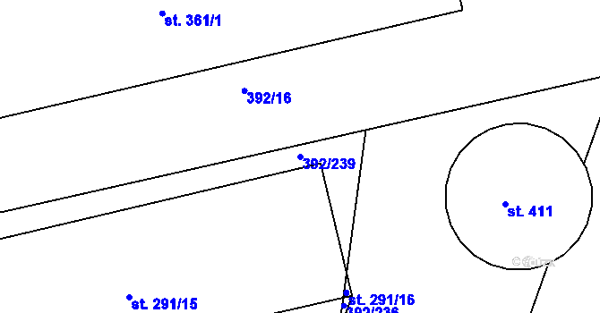 Parcela st. 392/239 v KÚ Krchleby u Nymburka, Katastrální mapa