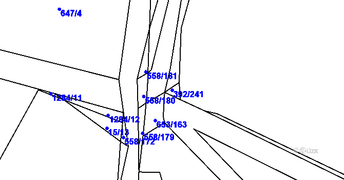 Parcela st. 392/241 v KÚ Krchleby u Nymburka, Katastrální mapa