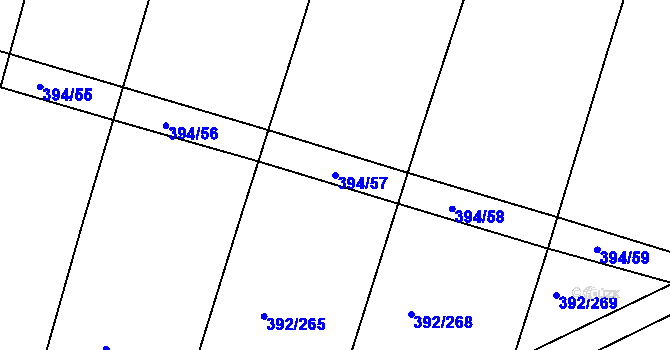 Parcela st. 394/57 v KÚ Krchleby u Nymburka, Katastrální mapa
