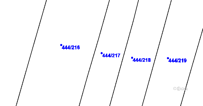 Parcela st. 444/217 v KÚ Krchleby u Nymburka, Katastrální mapa