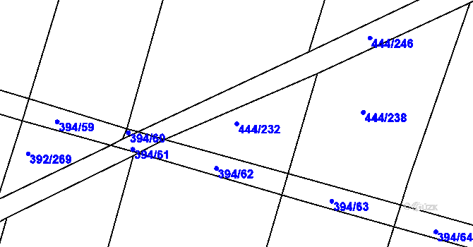 Parcela st. 444/232 v KÚ Krchleby u Nymburka, Katastrální mapa