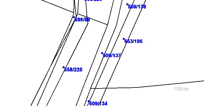 Parcela st. 509/137 v KÚ Krchleby u Nymburka, Katastrální mapa