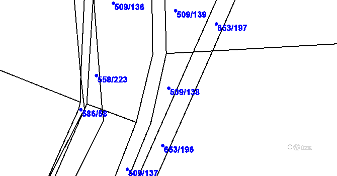 Parcela st. 509/138 v KÚ Krchleby u Nymburka, Katastrální mapa