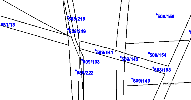 Parcela st. 509/141 v KÚ Krchleby u Nymburka, Katastrální mapa