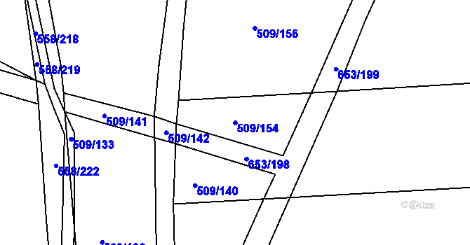Parcela st. 509/154 v KÚ Krchleby u Nymburka, Katastrální mapa