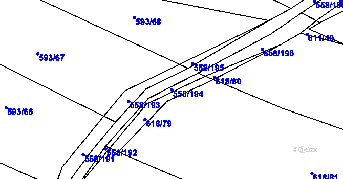 Parcela st. 558/194 v KÚ Krchleby u Nymburka, Katastrální mapa