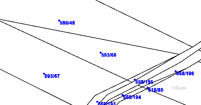 Parcela st. 593/68 v KÚ Krchleby u Nymburka, Katastrální mapa