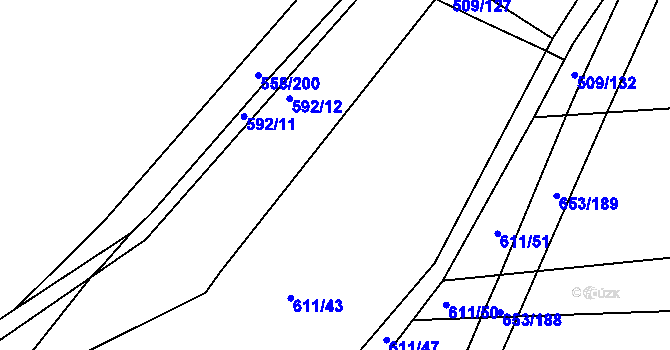 Parcela st. 611/46 v KÚ Krchleby u Nymburka, Katastrální mapa