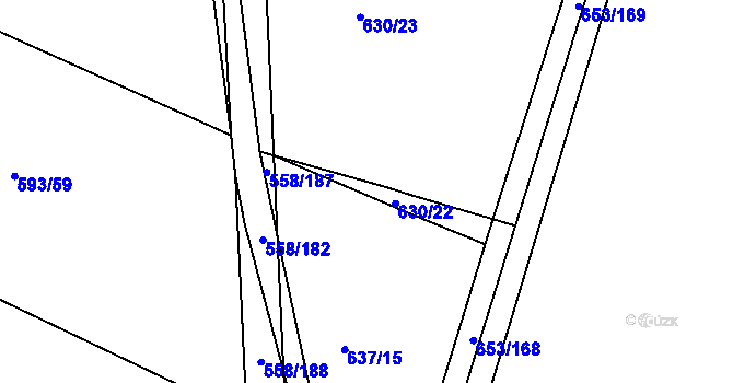 Parcela st. 630/21 v KÚ Krchleby u Nymburka, Katastrální mapa