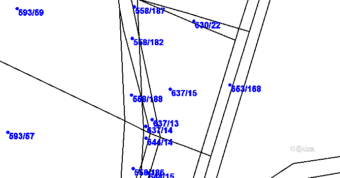 Parcela st. 637/15 v KÚ Krchleby u Nymburka, Katastrální mapa