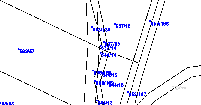 Parcela st. 644/14 v KÚ Krchleby u Nymburka, Katastrální mapa