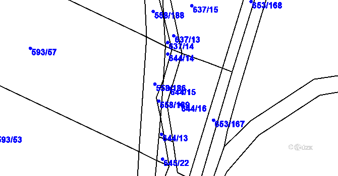 Parcela st. 644/15 v KÚ Krchleby u Nymburka, Katastrální mapa