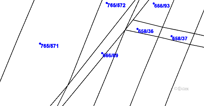 Parcela st. 666/89 v KÚ Krchleby u Nymburka, Katastrální mapa