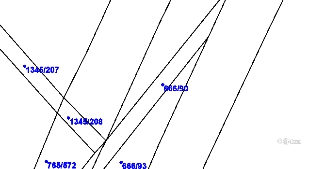 Parcela st. 666/90 v KÚ Krchleby u Nymburka, Katastrální mapa