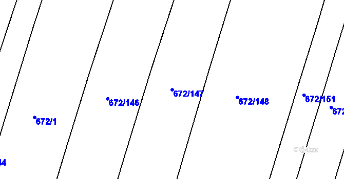 Parcela st. 672/147 v KÚ Krchleby u Nymburka, Katastrální mapa