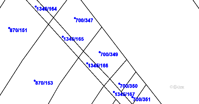 Parcela st. 700/349 v KÚ Krchleby u Nymburka, Katastrální mapa