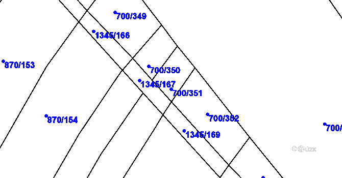 Parcela st. 700/351 v KÚ Krchleby u Nymburka, Katastrální mapa