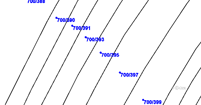 Parcela st. 700/395 v KÚ Krchleby u Nymburka, Katastrální mapa