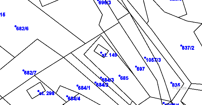 Parcela st. 149 v KÚ Dolní Bušínov, Katastrální mapa