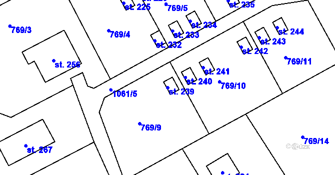 Parcela st. 239 v KÚ Dolní Bušínov, Katastrální mapa