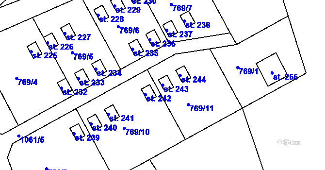 Parcela st. 243 v KÚ Dolní Bušínov, Katastrální mapa