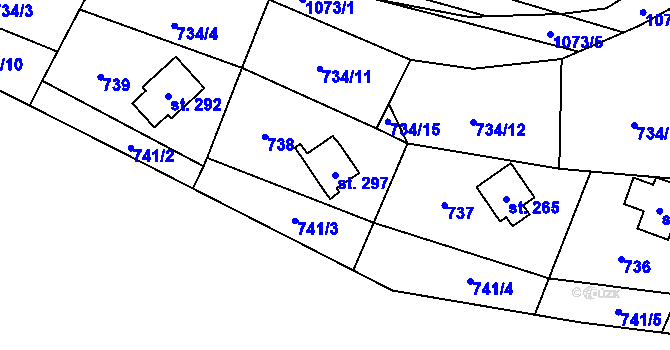 Parcela st. 297 v KÚ Dolní Bušínov, Katastrální mapa
