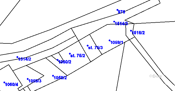 Parcela st. 75/3 v KÚ Krchleby na Moravě, Katastrální mapa