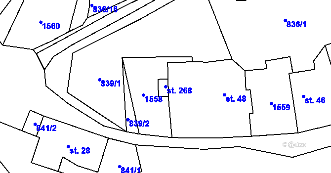 Parcela st. 268 v KÚ Krchleby na Moravě, Katastrální mapa