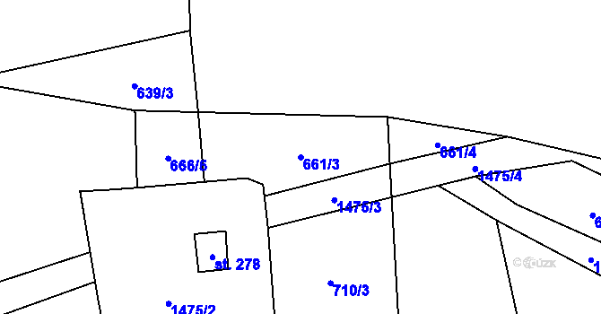 Parcela st. 661/3 v KÚ Krchleby na Moravě, Katastrální mapa