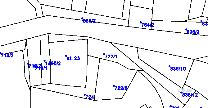 Parcela st. 722/1 v KÚ Krchleby na Moravě, Katastrální mapa