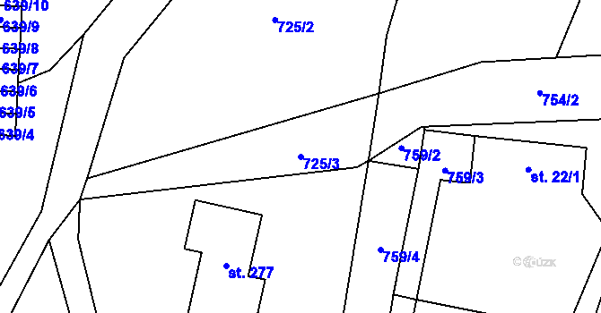 Parcela st. 725/3 v KÚ Krchleby na Moravě, Katastrální mapa