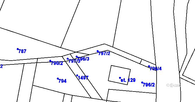 Parcela st. 797/2 v KÚ Krchleby na Moravě, Katastrální mapa