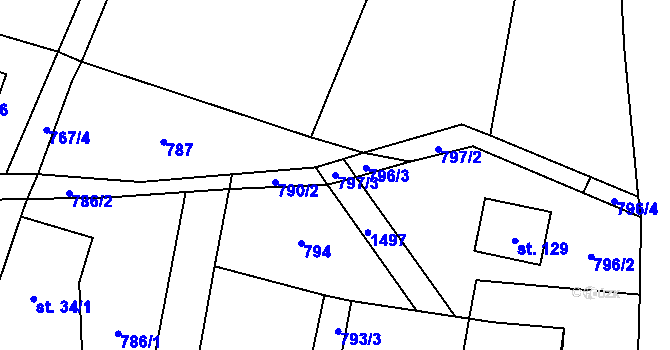 Parcela st. 797/3 v KÚ Krchleby na Moravě, Katastrální mapa