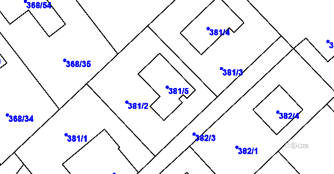 Parcela st. 381/5 v KÚ Krmelín, Katastrální mapa