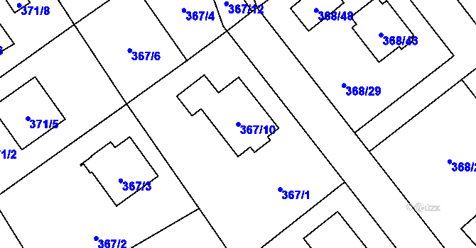 Parcela st. 367/10 v KÚ Krmelín, Katastrální mapa