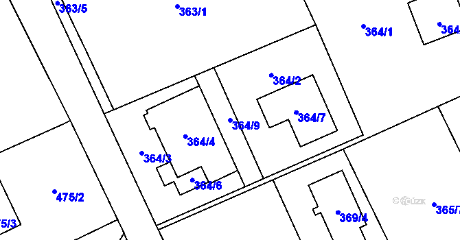 Parcela st. 364/9 v KÚ Krmelín, Katastrální mapa