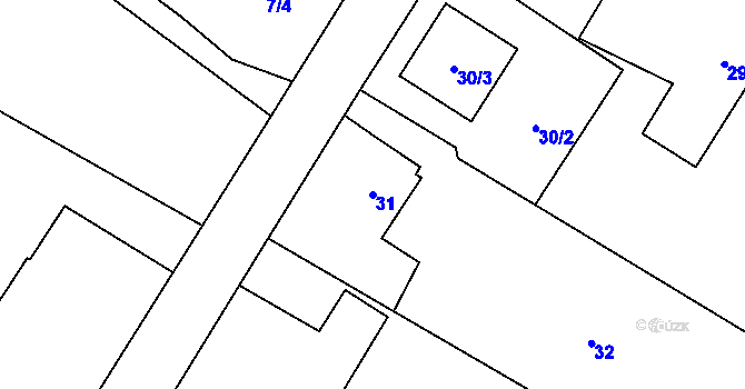 Parcela st. 31 v KÚ Krmelín, Katastrální mapa