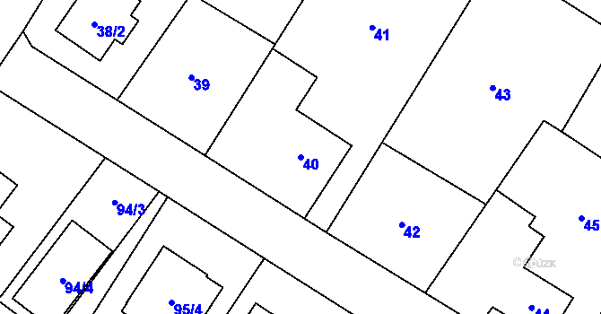 Parcela st. 40 v KÚ Krmelín, Katastrální mapa