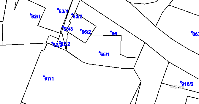 Parcela st. 65/1 v KÚ Krmelín, Katastrální mapa