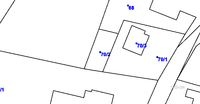 Parcela st. 70/2 v KÚ Krmelín, Katastrální mapa
