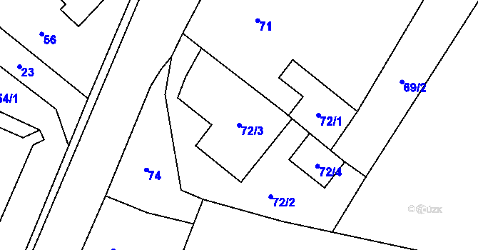 Parcela st. 72/3 v KÚ Krmelín, Katastrální mapa