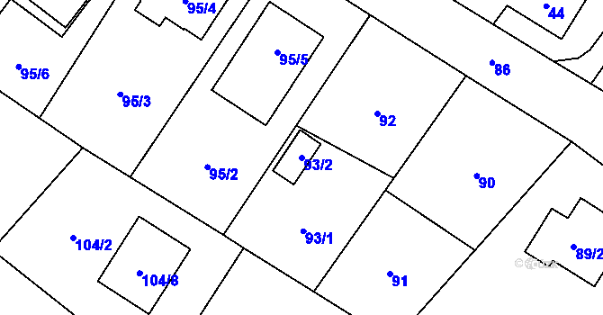 Parcela st. 93/2 v KÚ Krmelín, Katastrální mapa