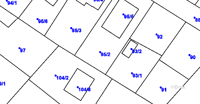 Parcela st. 95/2 v KÚ Krmelín, Katastrální mapa